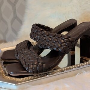 Chic Braided Dark Brown Women's Heels